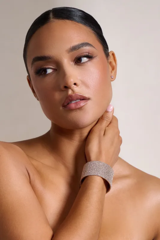 Maisie | Gold Diamante Statement Strap Bracelet sold by Club L London