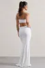 Vitality | White Ruched Drape Maxi Skirt sold by Club L London