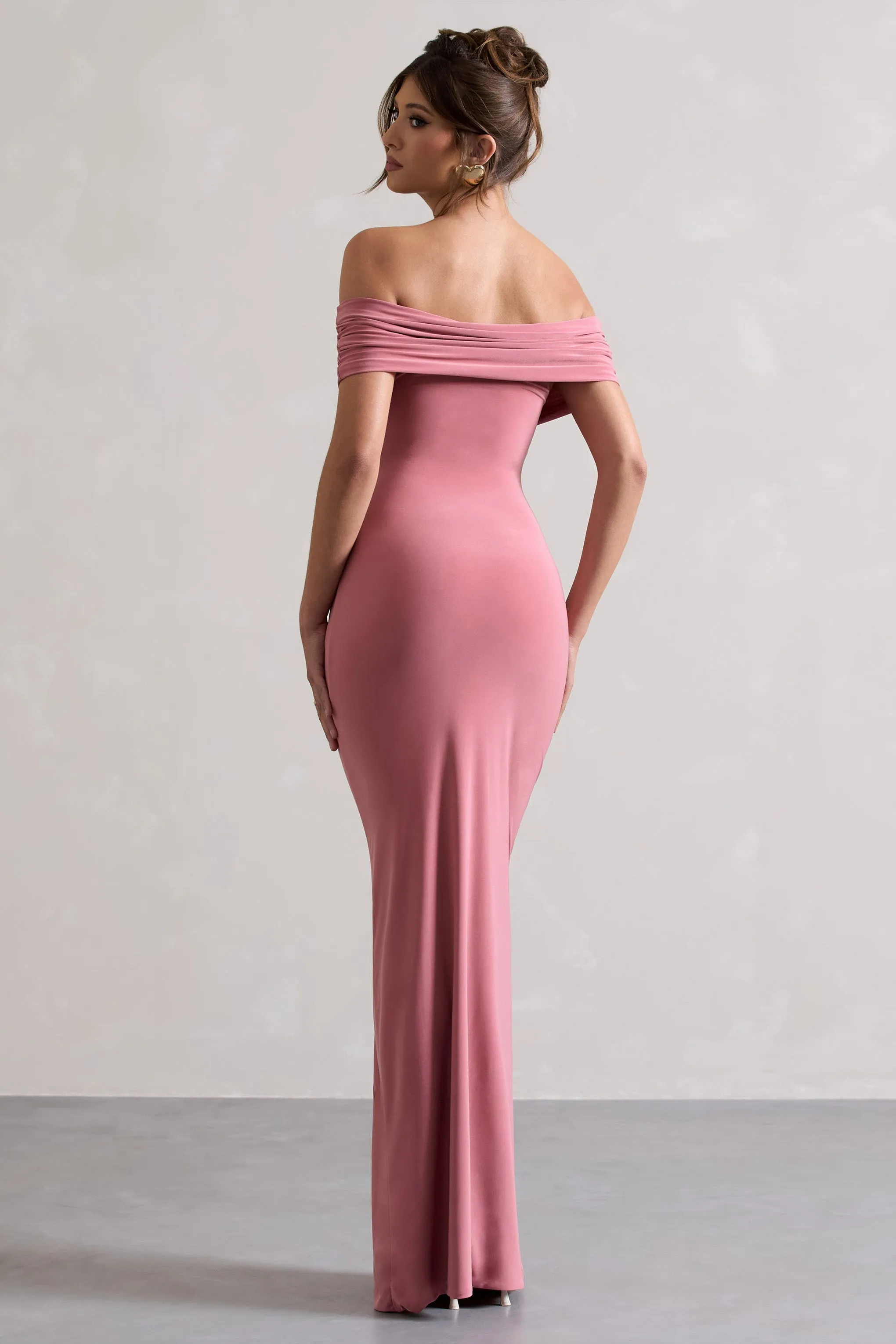 Refined | Blush Pink Twist Front Bardot Maxi Dress sold by Club L London product image thumbnail 2