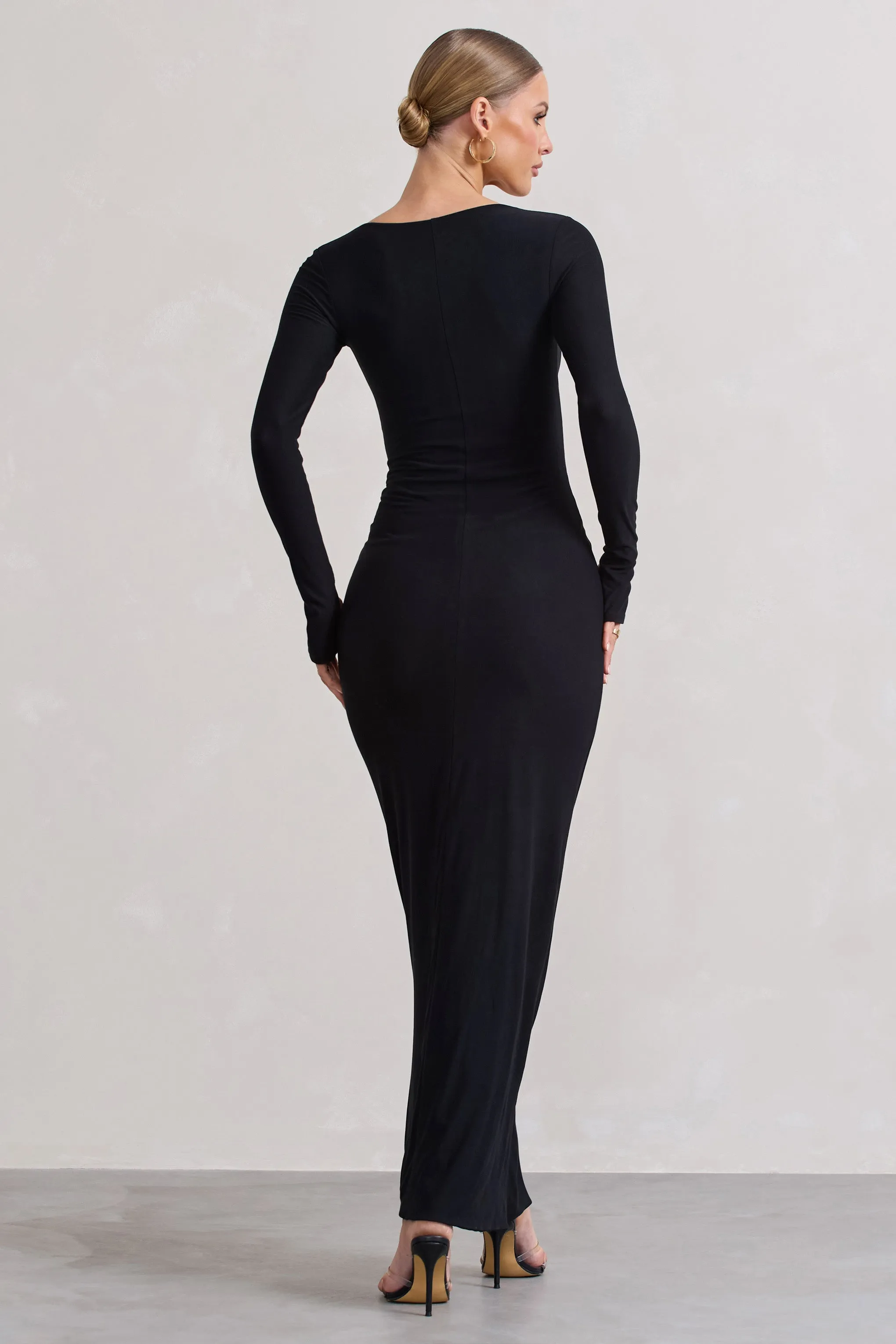 Viva | Black Square-Neck Long-Sleeve Maxi Dress sold by Club L London product image thumbnail 2