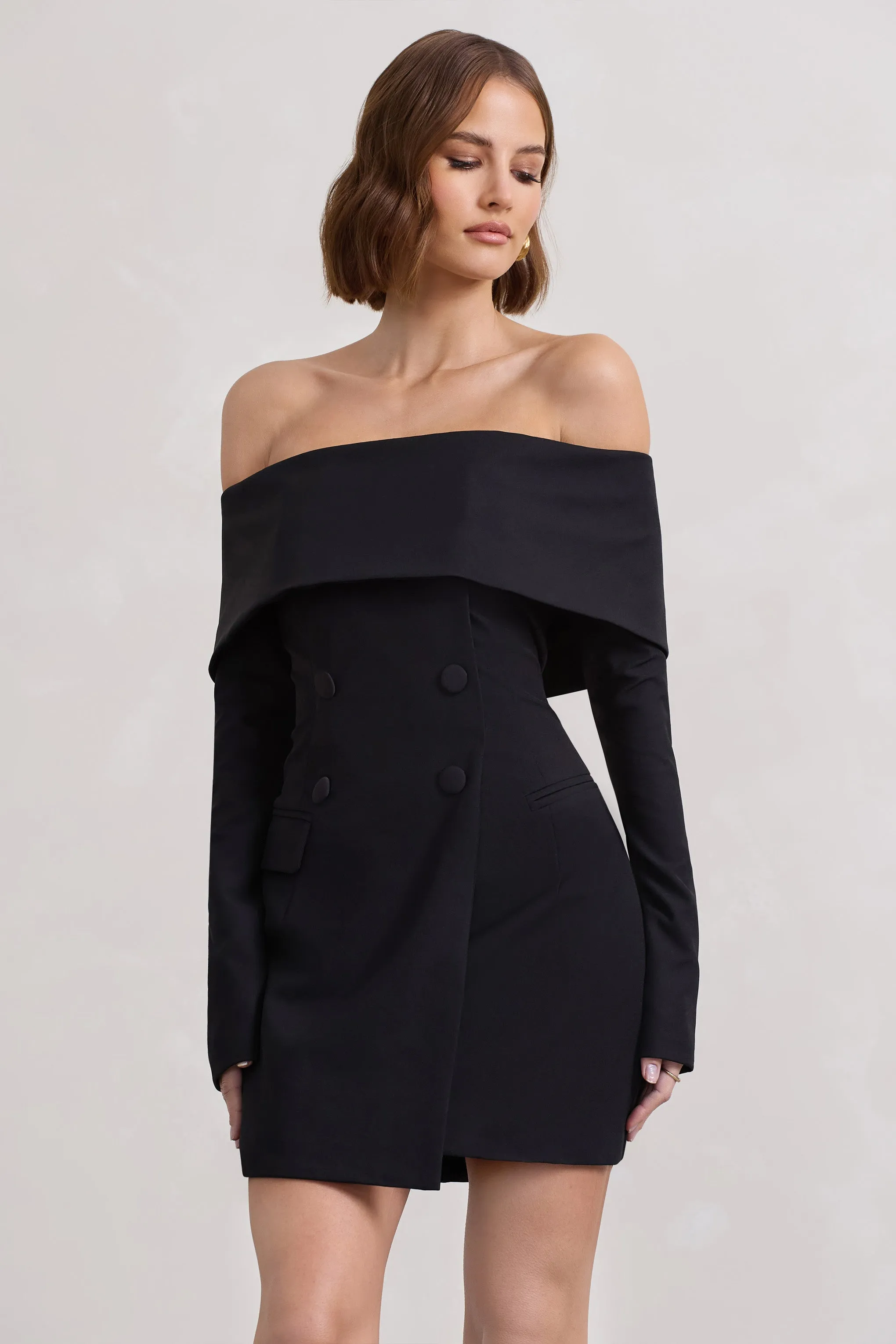 Tara | Black Bardot Tailored Blazer Dress sold by Club L London product image thumbnail 5