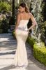 Heavenly | Cream Satin Sweetheart Neckline Wrap Front Fishtail Maxi Dress sold by Club L London