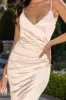 Heavenly | Cream Satin Sweetheart Neckline Wrap Front Fishtail Maxi Dress sold by Club L London