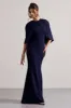 Kianne | Navy Draped Short-Sleeve Maxi Dress sold by Club L London