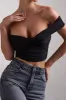 Torsion | Black Twisted Bardot Crop Top sold by Club L London