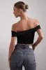 Torsion | Black Twisted Bardot Crop Top sold by Club L London
