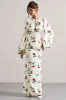 Wild Rose | Rose Print Satin Puff-Sleeve Cut-Out Maxi Dress sold by Club L London