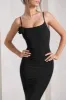 Alora | Black Strappy Lace-Up Maxi Dress With Flower Corsage sold by Club L London