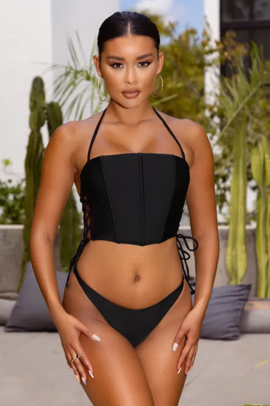Sun Rise | Black Brazilian Bikini Brief sold by Club L London