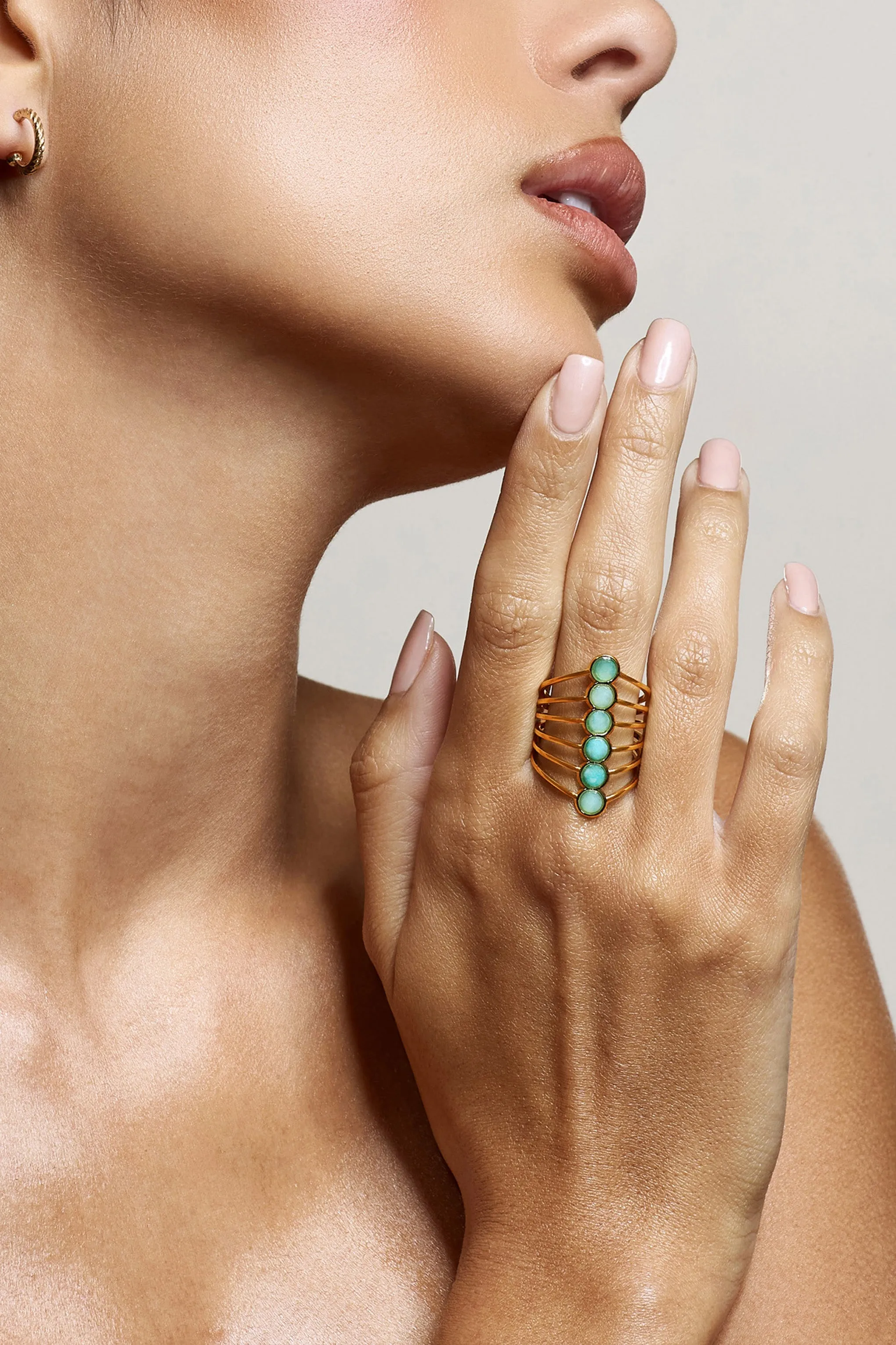 Cerys | Turquoise Stacked Statement Ring sold by Club L London product image thumbnail 2