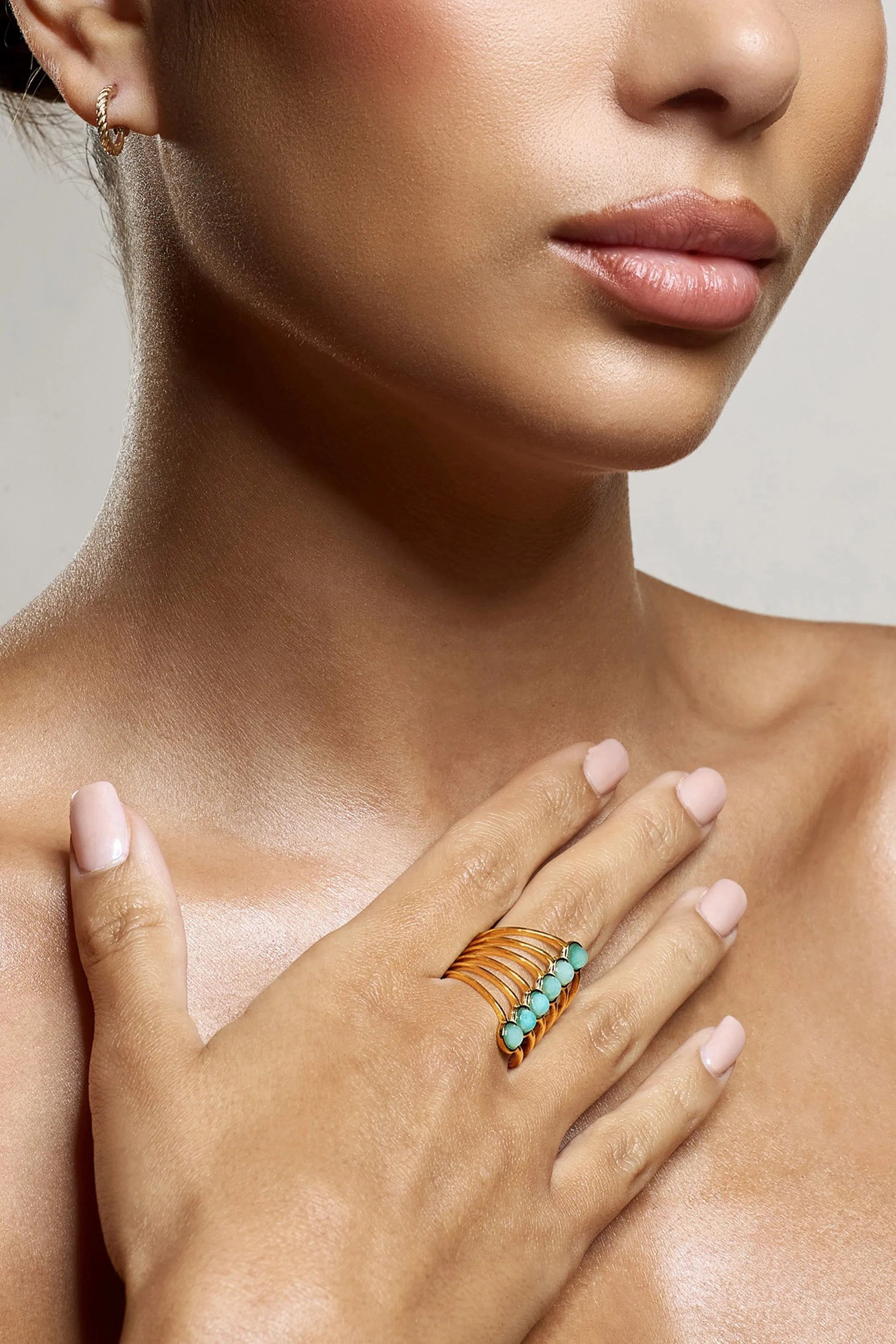 Cerys | Turquoise Stacked Statement Ring sold by Club L London product image thumbnail 4