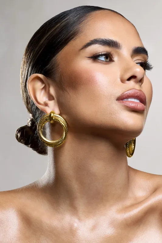 Zanetti | Gold Layered Circular Drop Earrings sold by Club L London