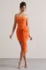 Jesse | Orange Ruched Mini Dress With Knot Detail sold by Club L London