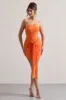 Jesse | Orange Ruched Mini Dress With Knot Detail sold by Club L London