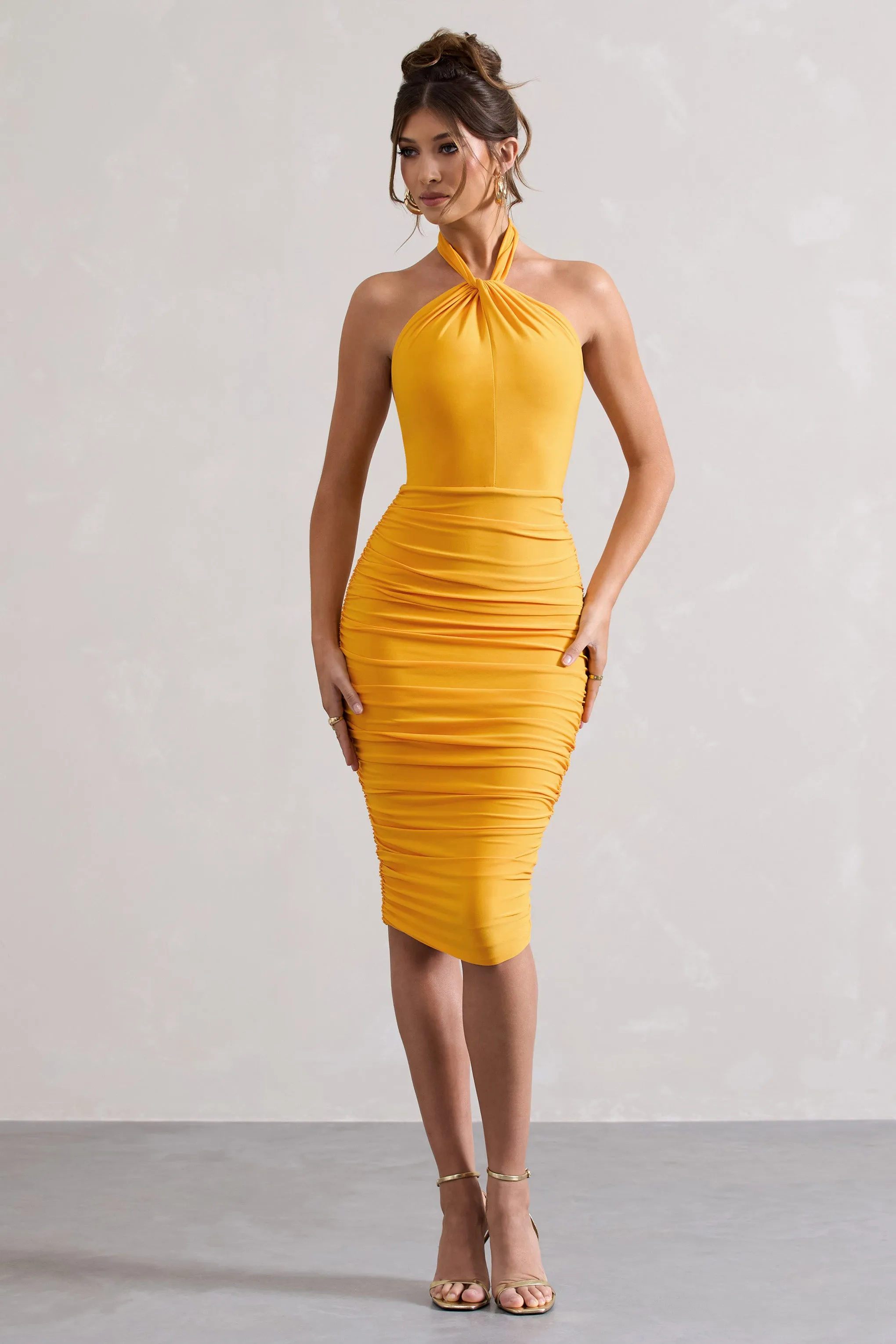 Serendipity | Mango Halter Neck Knot Midi Dress sold by Club L London product image thumbnail 5