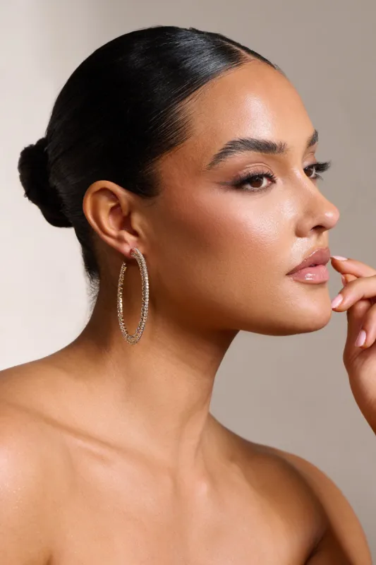 Erin | Gold Diamante Hoop Earrings sold by Club L London