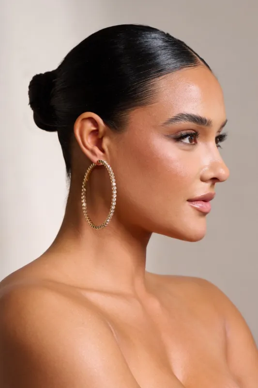 Julia | Gold Diamante Hoop Earrings sold by Club L London