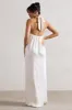 Gloriana | Cream Satin High-Neck Maxi Dress sold by Club L London