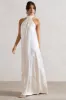 Gloriana | Cream Satin High-Neck Maxi Dress sold by Club L London