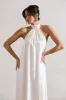 Gloriana | Cream Satin High-Neck Maxi Dress sold by Club L London