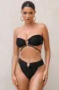 Rises | Black High Waisted Bikini Bottoms sold by Club L London