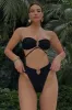 Rises | Black High Waisted Bikini Bottoms sold by Club L London