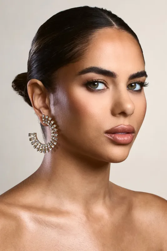 As I Please | Gold Diamante Statement Earrings sold by Club L London