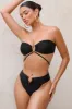 Rises | Black High Waisted Bikini Bottoms sold by Club L London