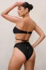 Rises | Black High Waisted Bikini Bottoms sold by Club L London