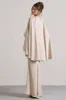 Yasie | Champagne Satin Plunge-Neck Maxi Dress With Cape Sleeves sold by Club L London