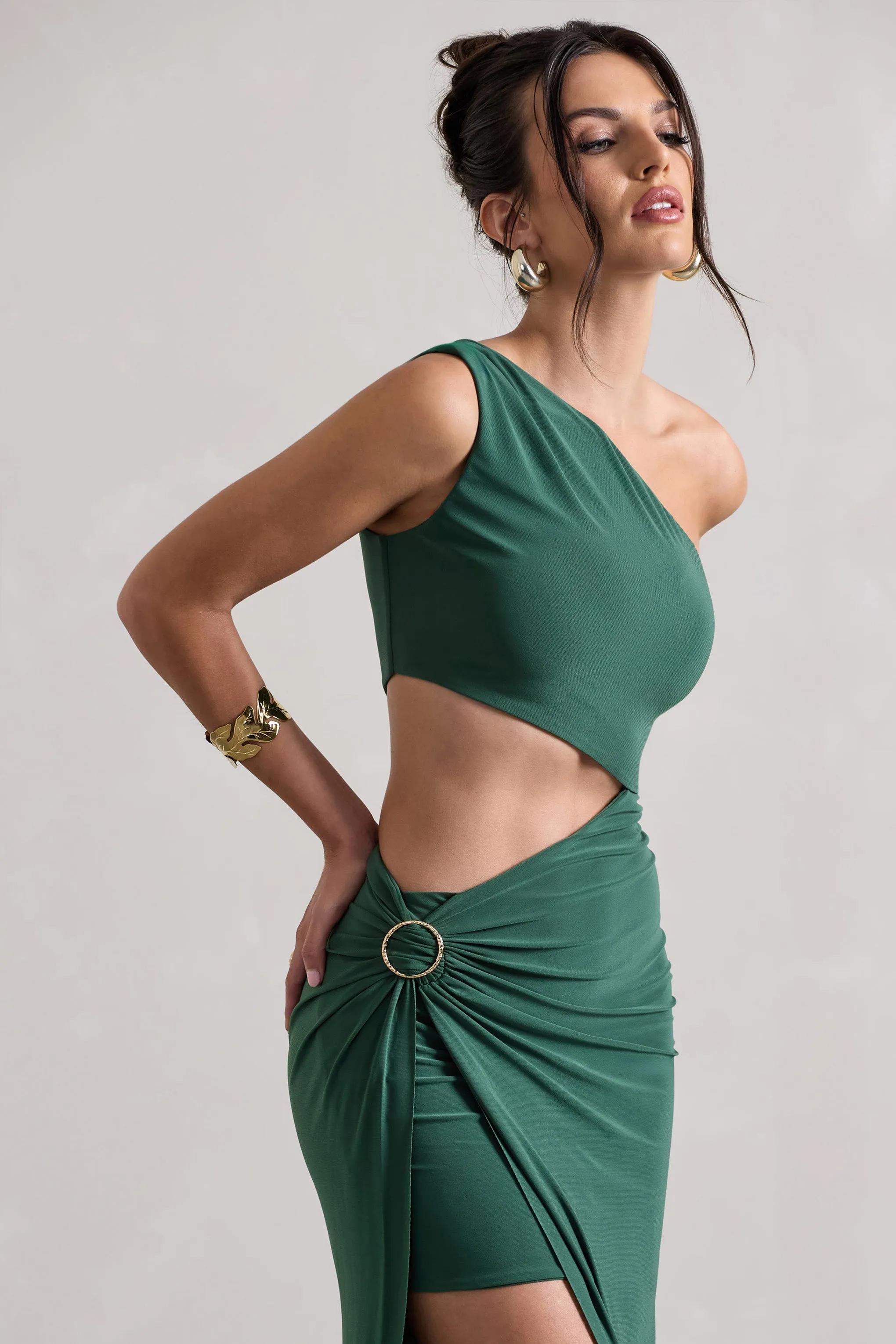 Costa Rica | Forest Green Asymmetric Cut-Out Split Maxi Dress sold by Club L London product image thumbnail 3