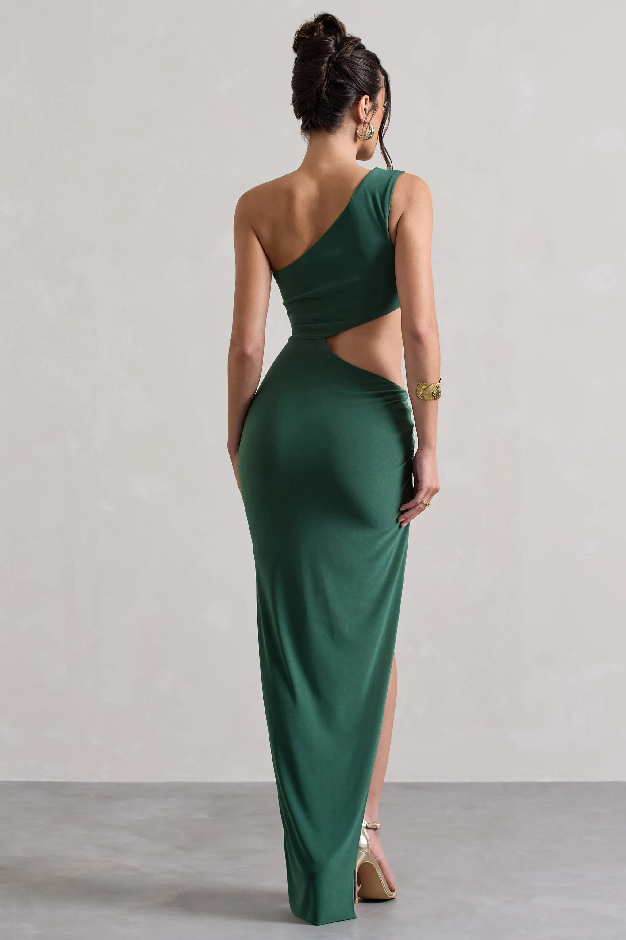 Costa Rica | Forest Green Asymmetric Cut-Out Split Maxi Dress sold by Club L London product image thumbnail 2