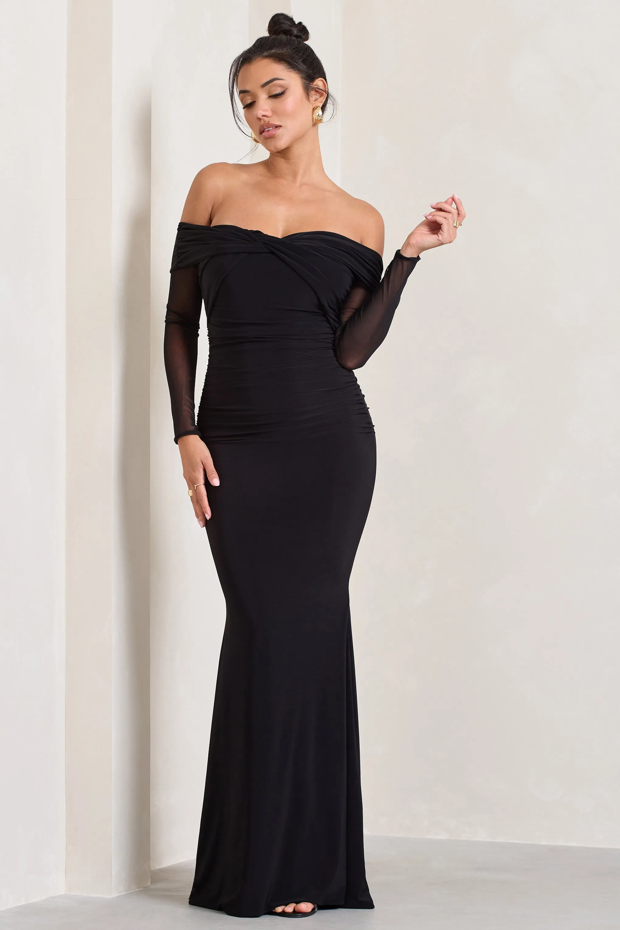 Alex | Black Bardot Twist Maxi Dress sold by Club L London product image thumbnail 5