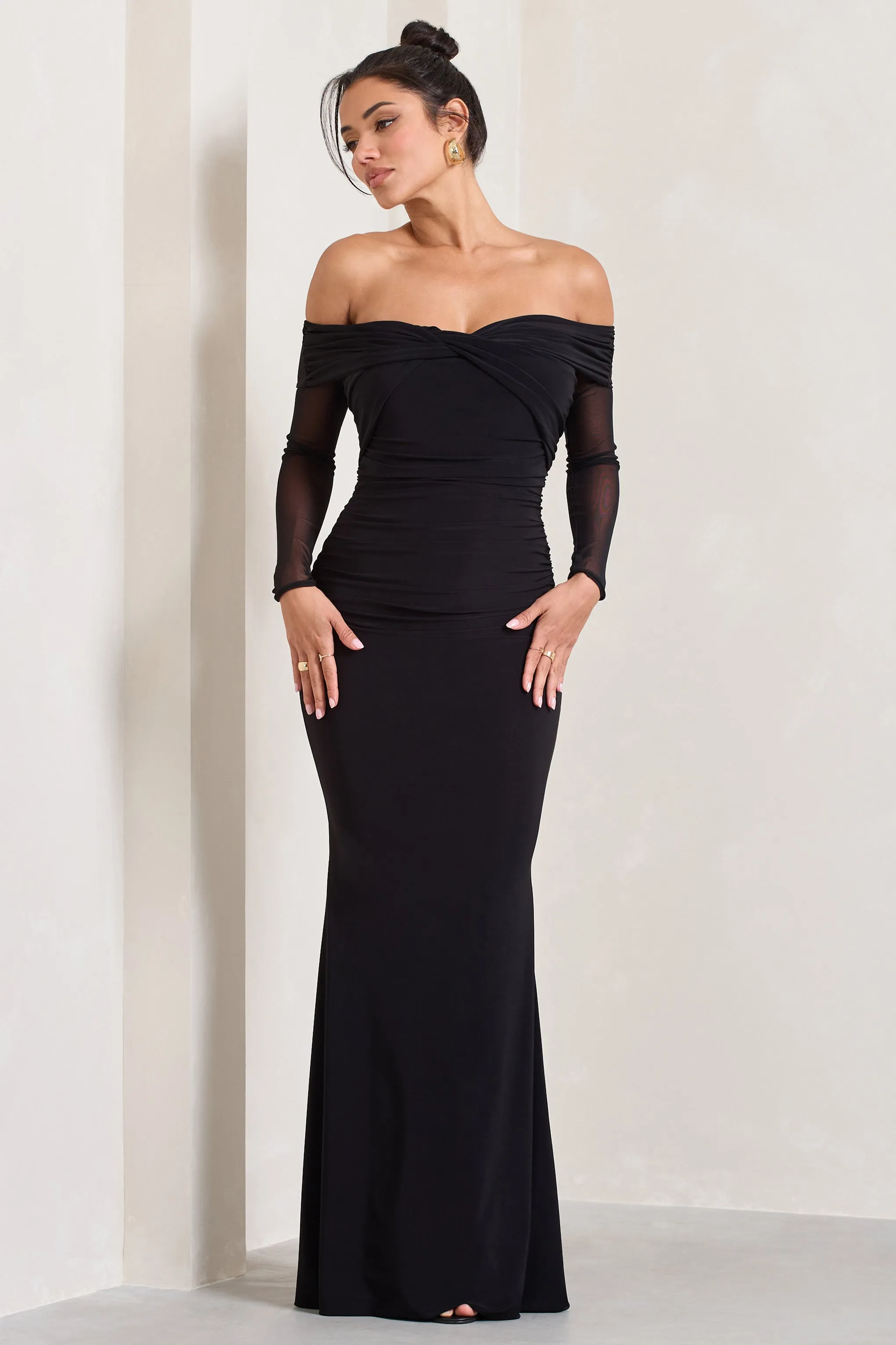 Alex | Black Bardot Twist Maxi Dress sold by Club L London product image thumbnail 4