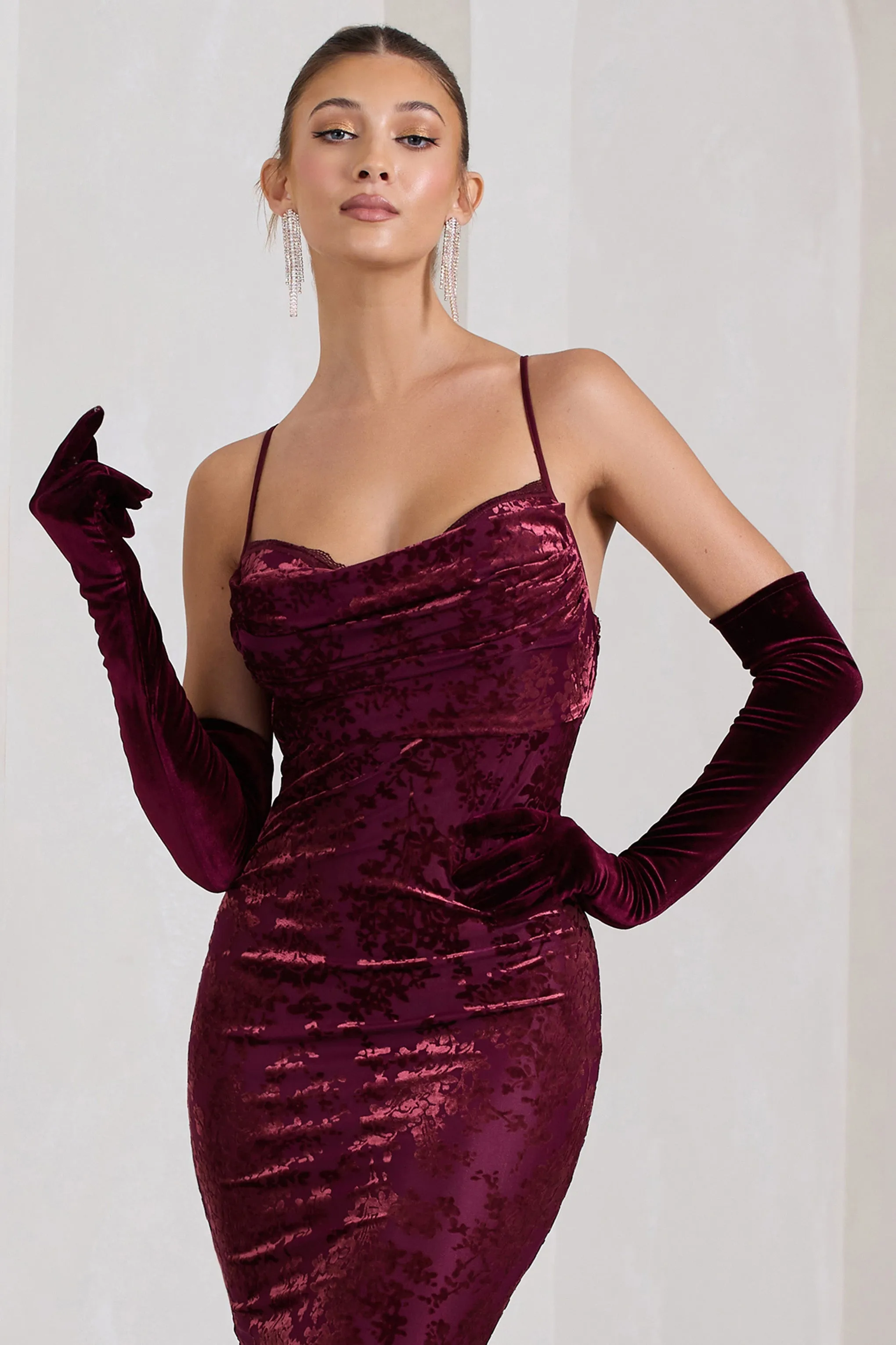 Hot Hands | Port Long Velvet Gloves sold by Club L London