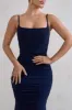 Adele | Navy Backless Ruched Fishtail Cami Maxi Dress sold by Club L London