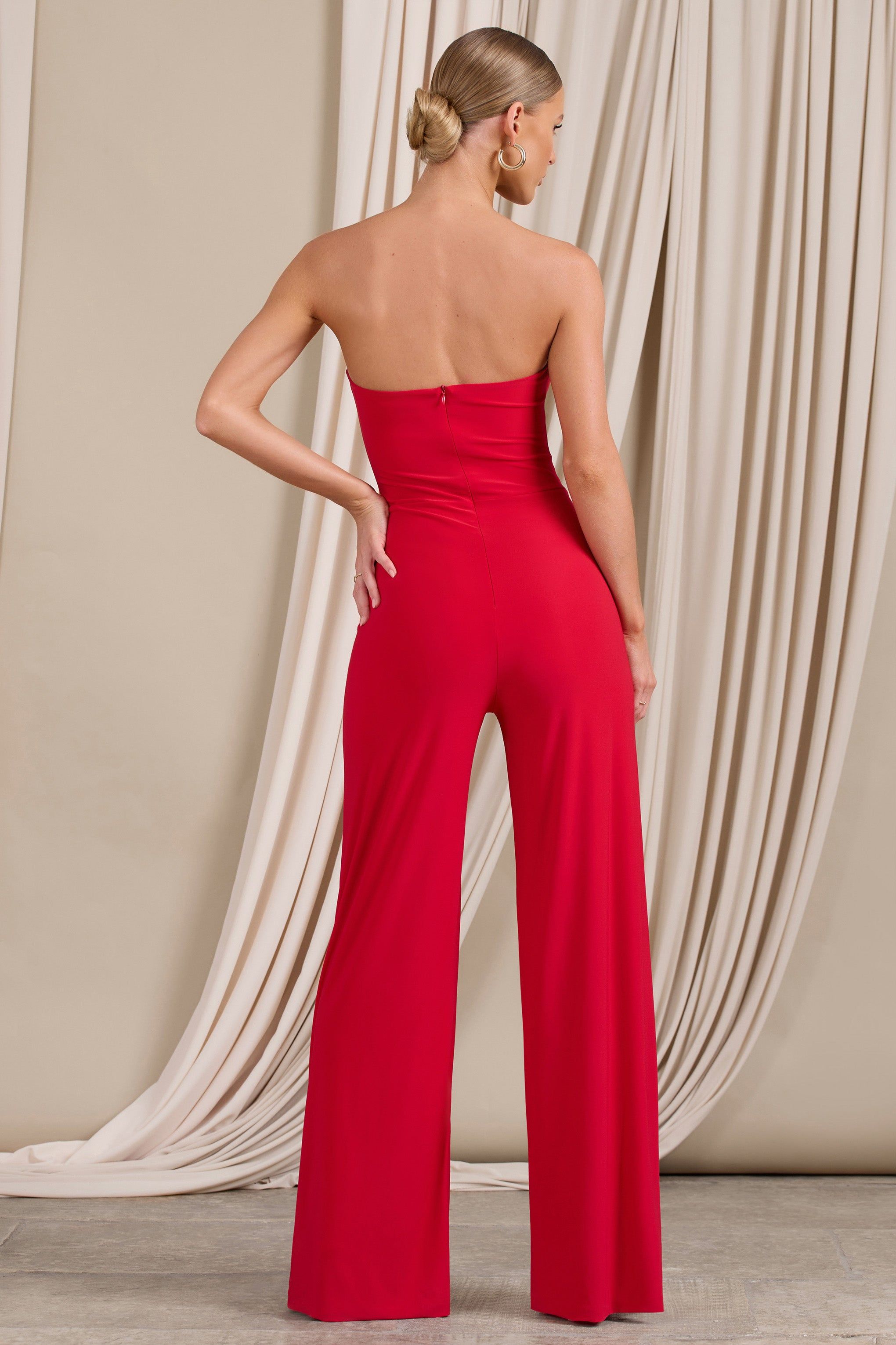 Darya | Red Bandeau Wide Leg Jumpsuit sold by Club L London product image thumbnail 2