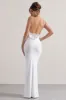 Francoise | White Cowl Neck Backless Maxi Dress With Lace Insert sold by Club L London