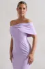 Lydia | Pastel Lilac Bardot Bow Detail Midi Dress sold by Club L London