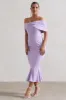 Lydia | Pastel Lilac Bardot Bow Detail Midi Dress sold by Club L London