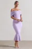 Lydia | Pastel Lilac Bardot Bow Detail Midi Dress sold by Club L London