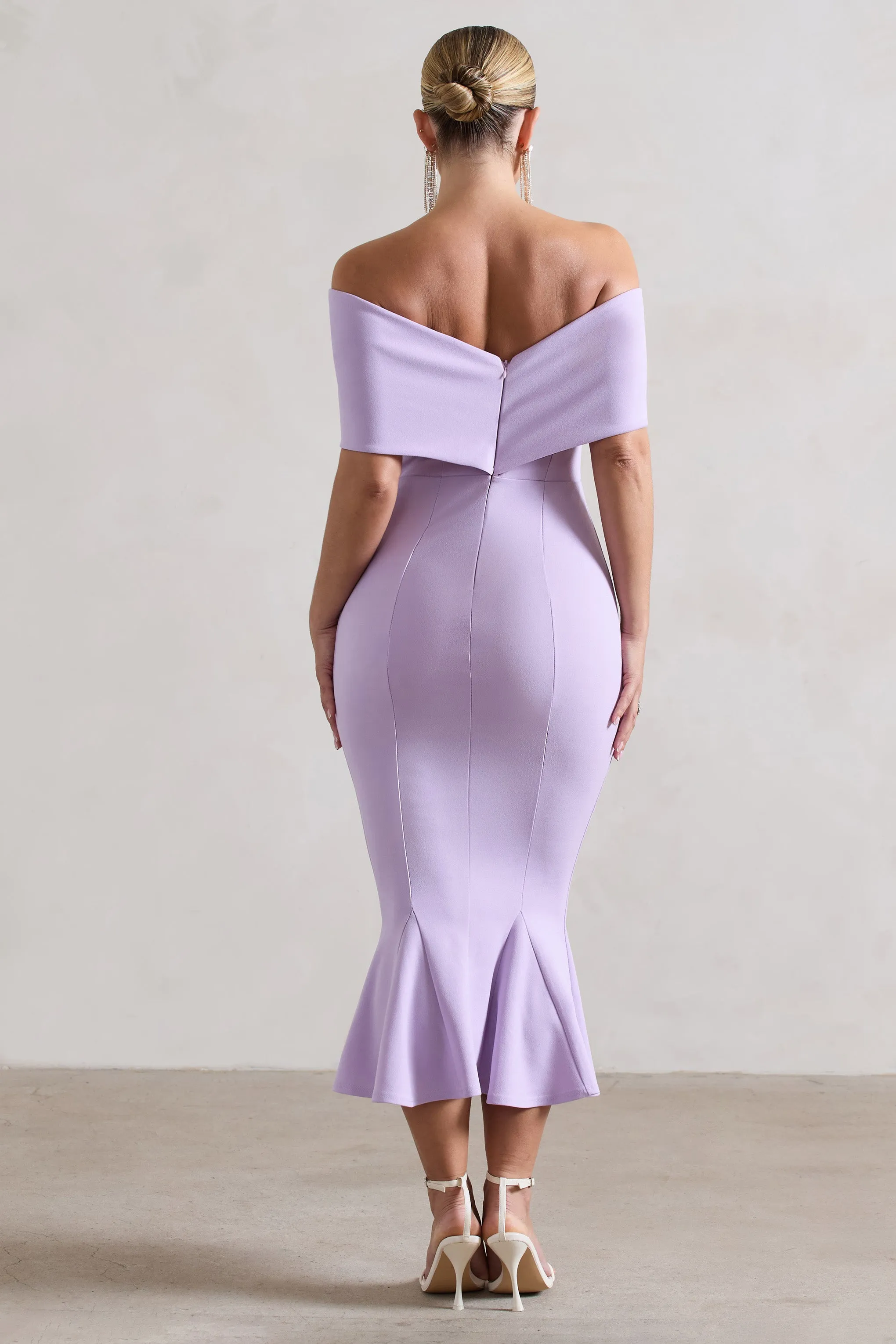 Lydia | Pastel Lilac Bardot Bow Detail Midi Dress sold by Club L London product image thumbnail 2