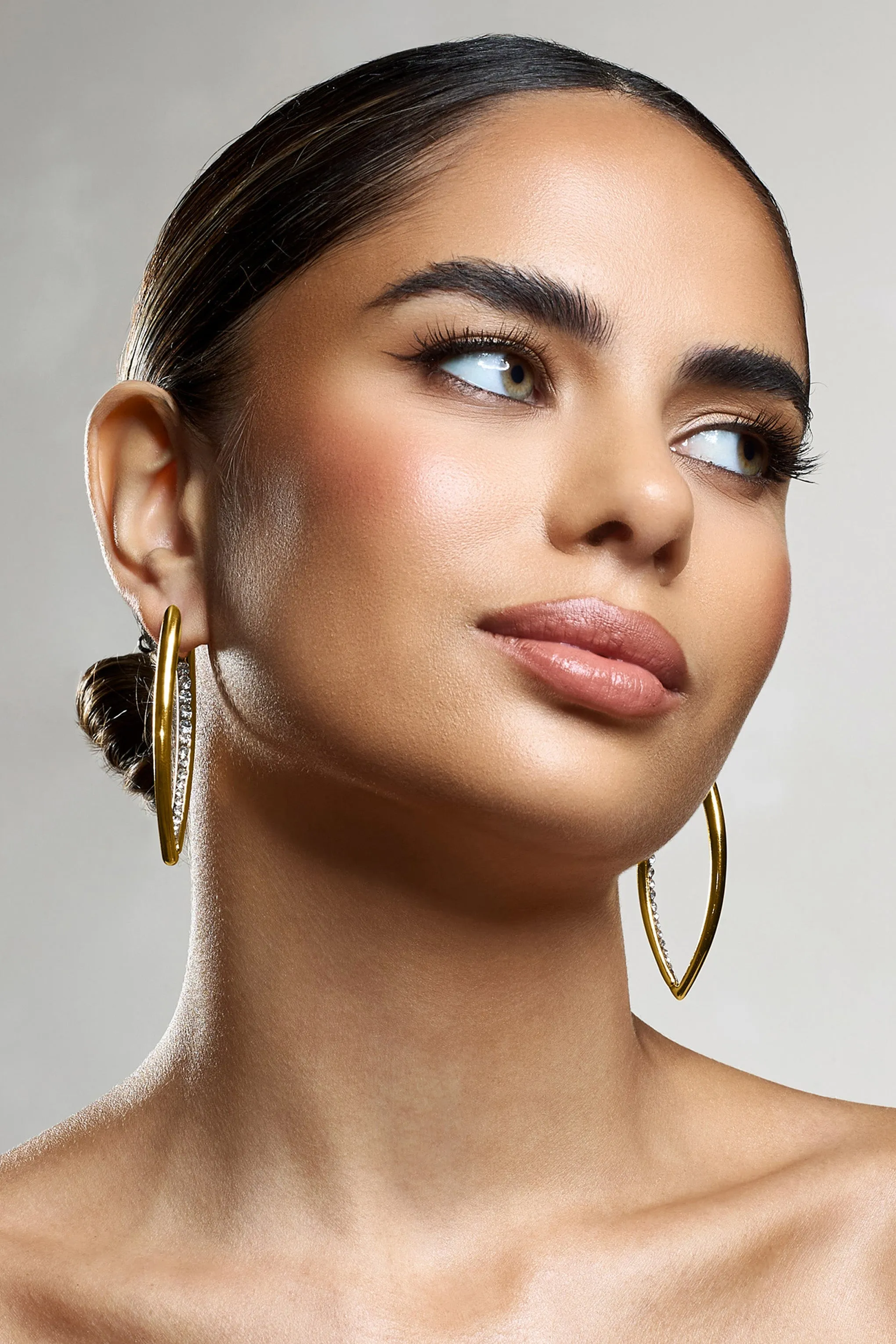 Effortless | Gold Diamante Dangle Earrings sold by Club L London