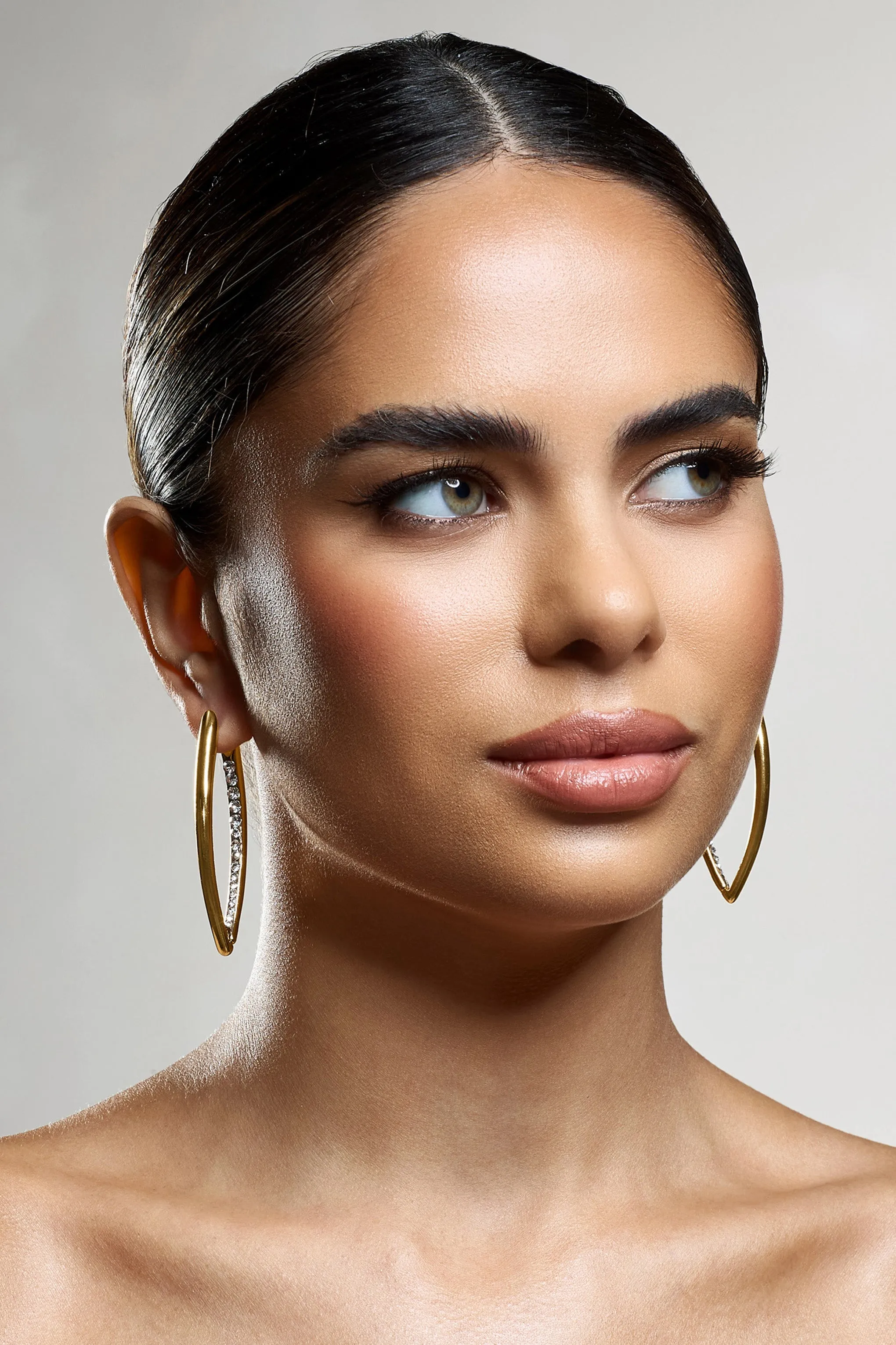 Effortless | Gold Diamante Dangle Earrings sold by Club L London product image thumbnail 3