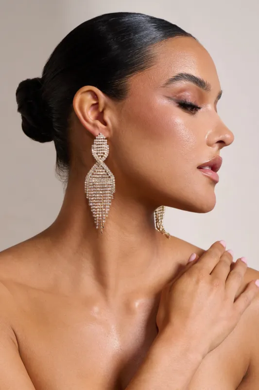 Mally | Gold Diamante Teardrop Earring sold by Club L London