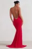 Adele | Red Ruched Fishtail Cami Maxi Dress sold by Club L London