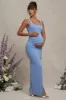 Avril | Powder Blue Square Neck Maternity Maxi Dress with Split sold by Club L London