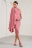 New Chapter | Blush Pink Asymmetric Maternity Midi Dress With Cape sold by Club L London