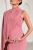 New Chapter | Blush Pink Asymmetric Maternity Midi Dress With Cape sold by Club L London