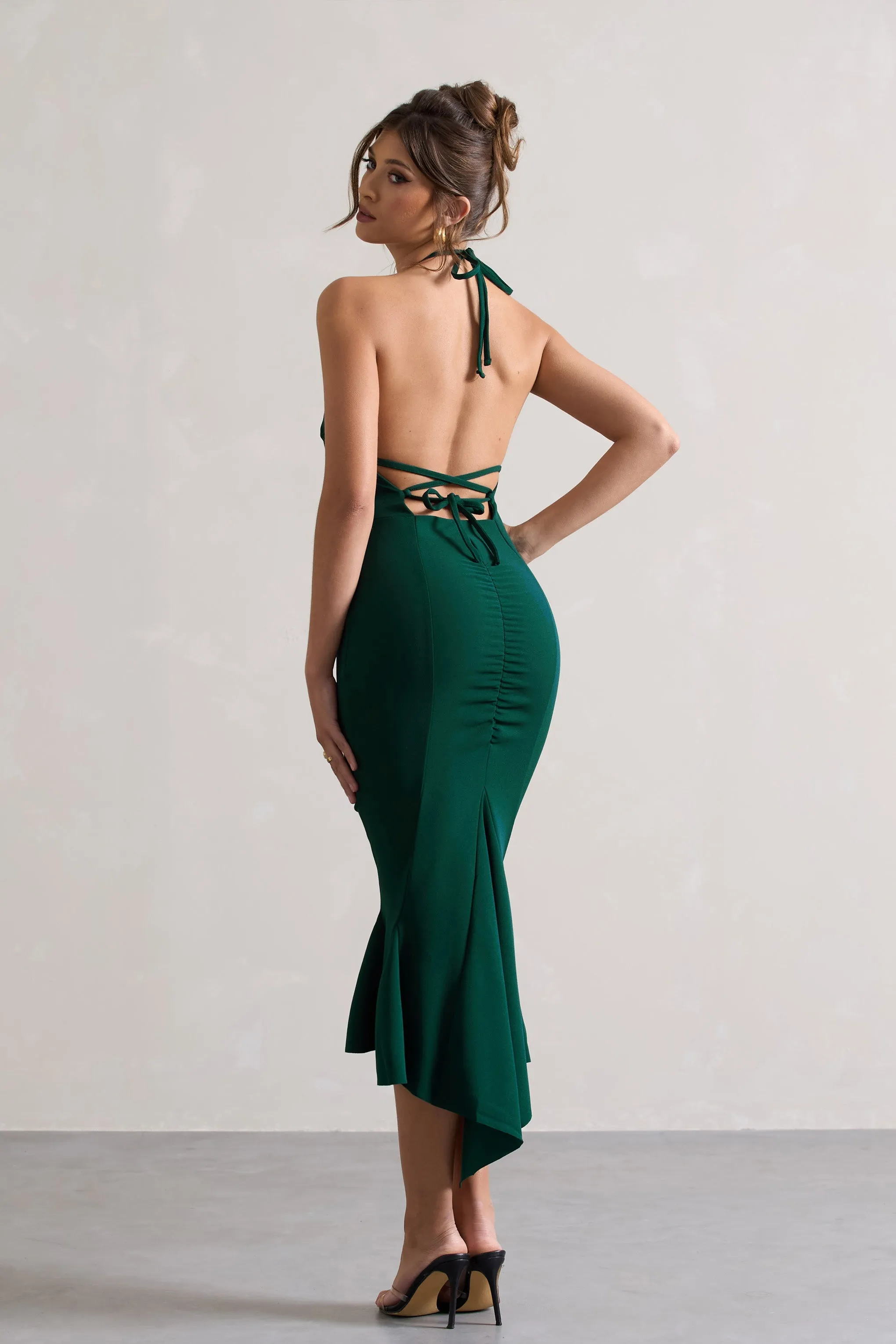 Maluma | Bottle Green Halter-neck midi dress sold by Club L London product image thumbnail 2